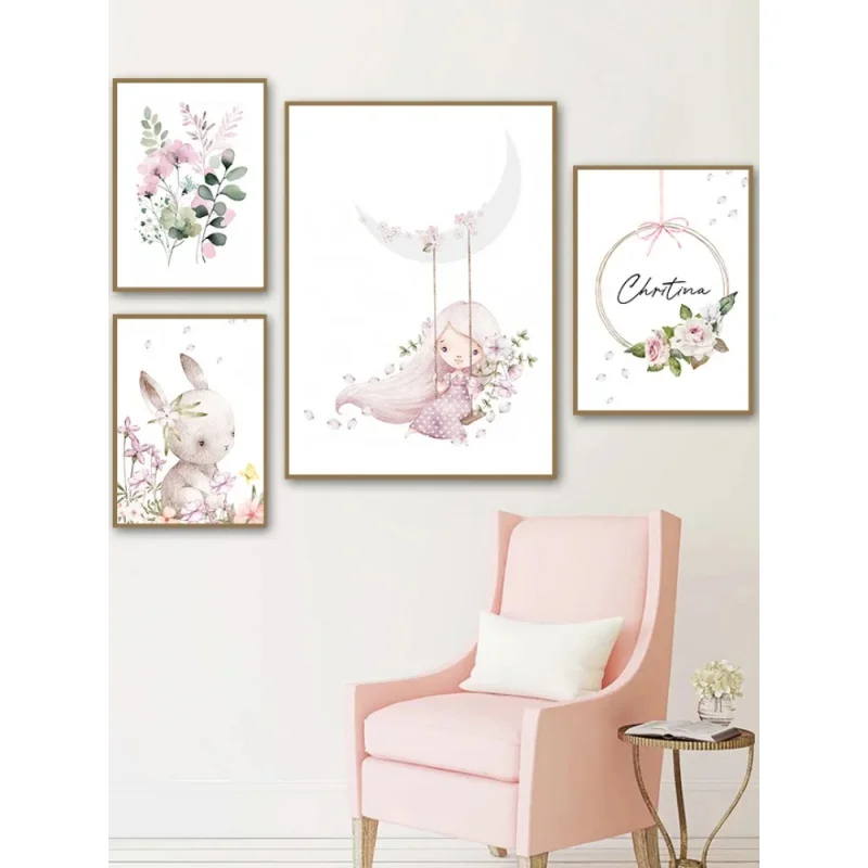 Resin Art On Wall - Nordic Cartoon Aesthetics Wall Art Pink