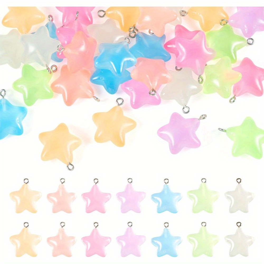 Resin Art Bracelet - 6/24/40pcs Mixed Color Luminous Resin Star