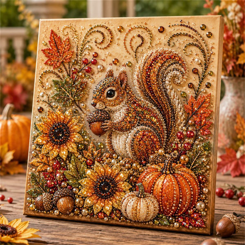 Resin Art For Beginner - Autumn Diamond Pearl Painting Kit Fall