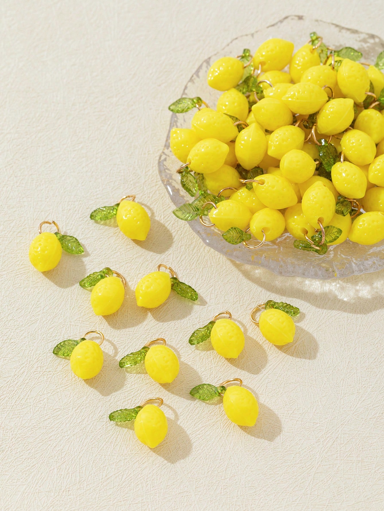 Resin Art Bracelet - 10Pcs 3D Lemon Resin Charms Pendants