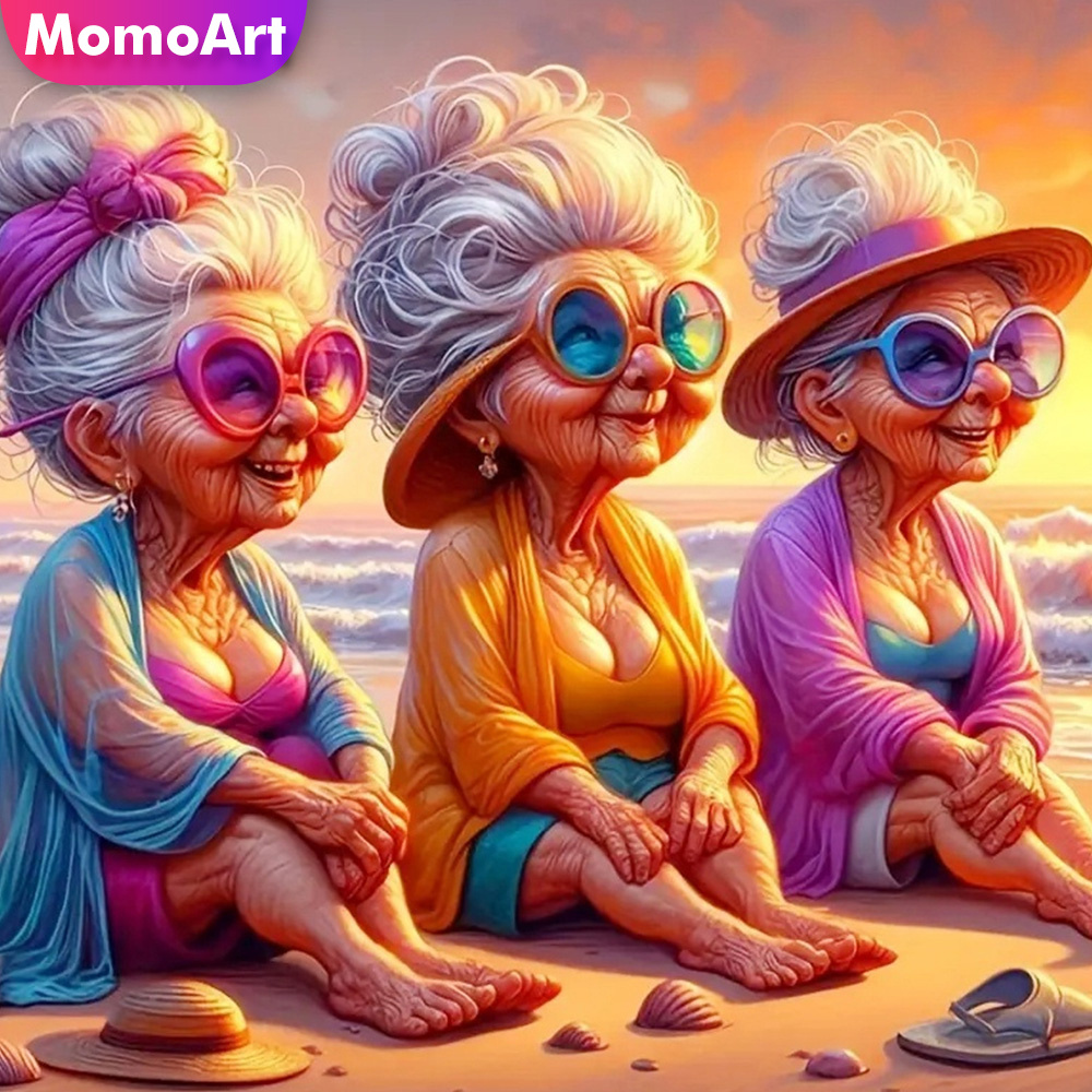 Resin Art On Wall - Momoart Diamond Painting Old Lady Women