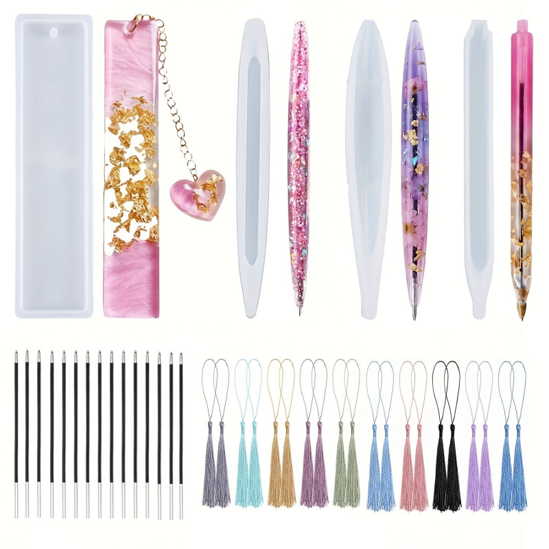 Resin Art Guide - 39Pen and bookmark silicone mold/Tassel，Mold for