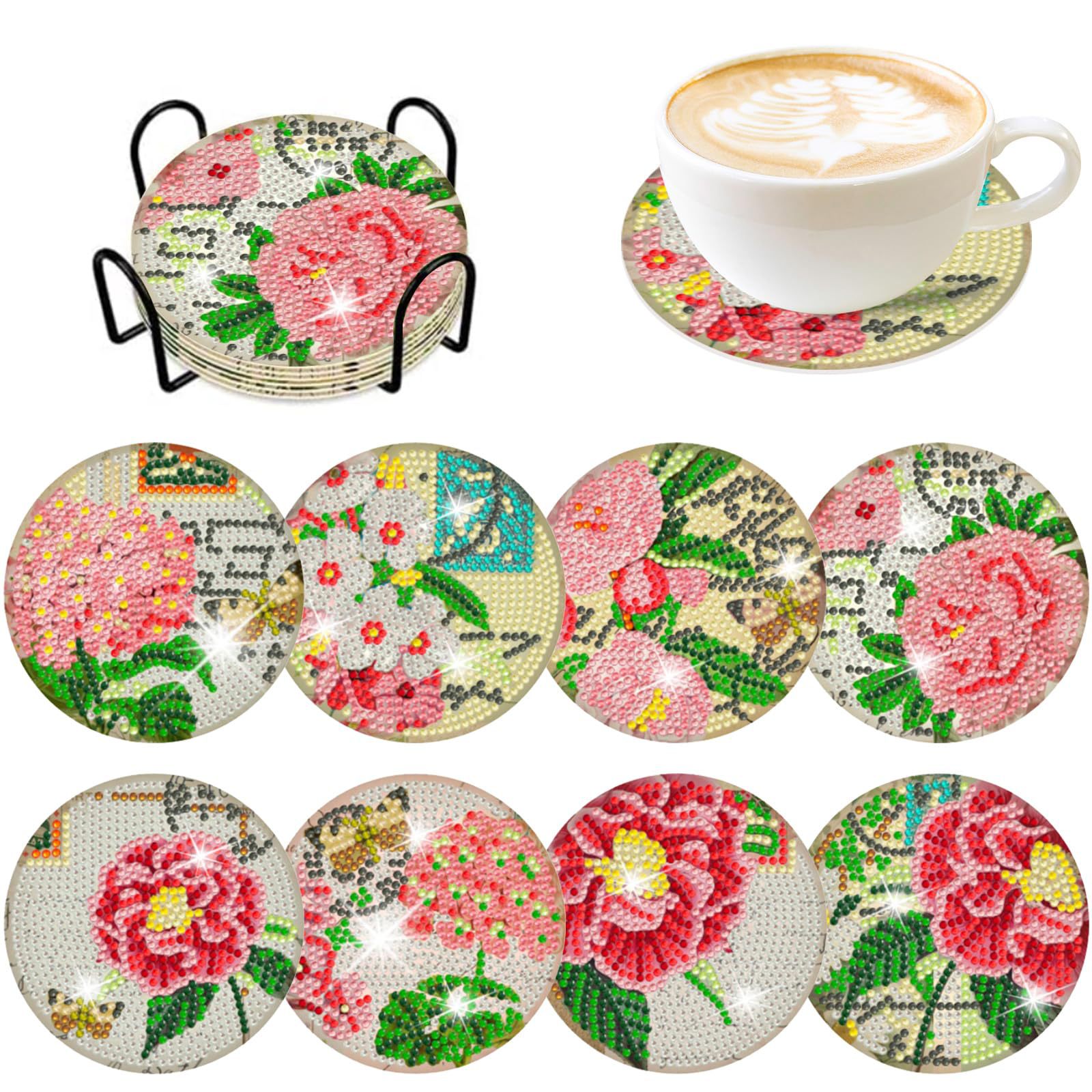 Resin Art For Beginner - RUOPOTY 8pc/sets Diamond Painting Coasters For