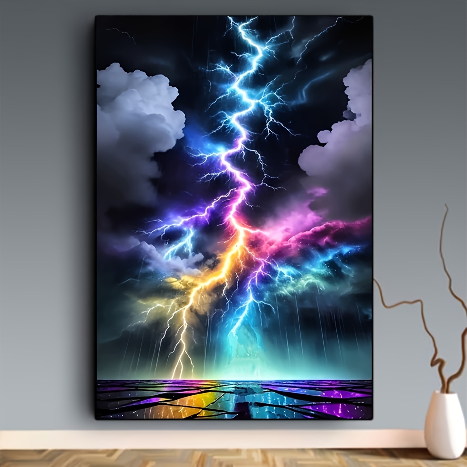 Resin Art On Wall - DIY Diamond Painting Colorful Lightning Pattern