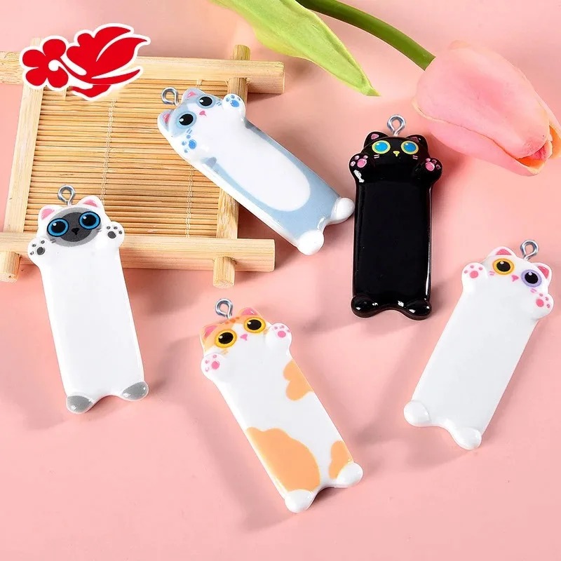 5pcs Lovely Cartoon Cat Resin  - Resin Art Keychain review and price