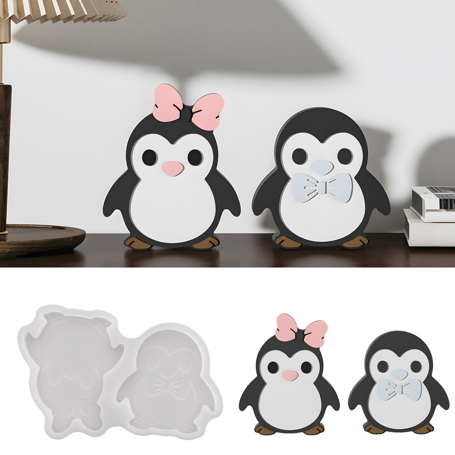 DIY Penguin Couple Figurine Re - Resin Art Guide review and price