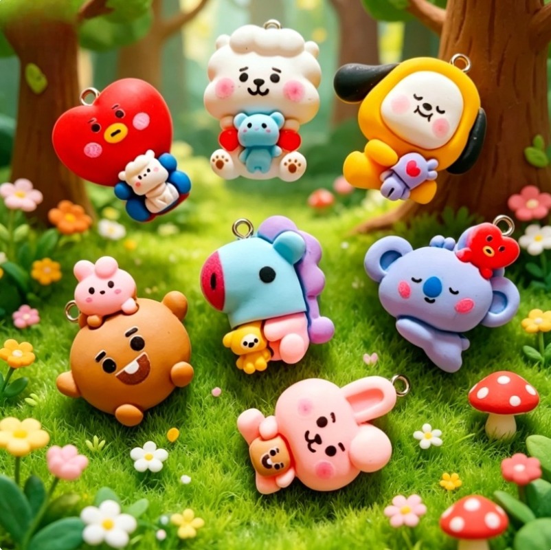 7pcs BT21 Resin Cartoon Charm  - Resin Art Bracelet review and price