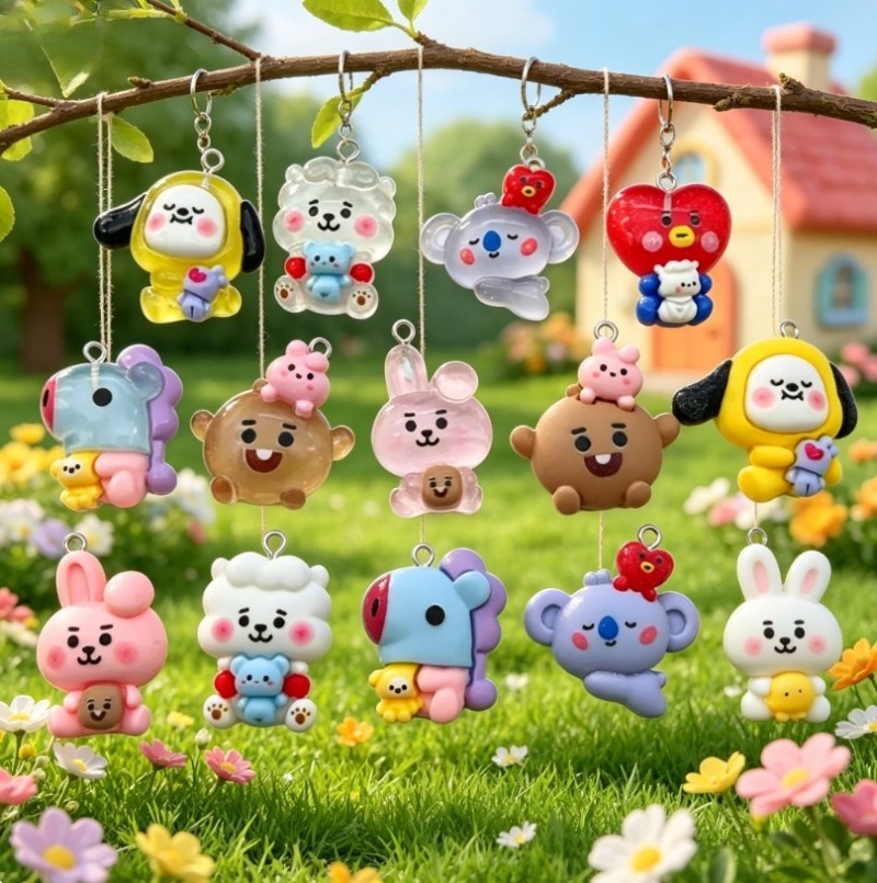 7pcs BT21 Resin Cartoon Charm  - Resin Art Bracelet review and price