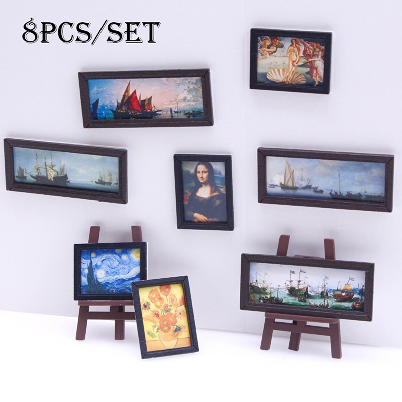 8Pcs/Set 1:12 Dollhouse Miniat - Resin Art On Wall review and price
