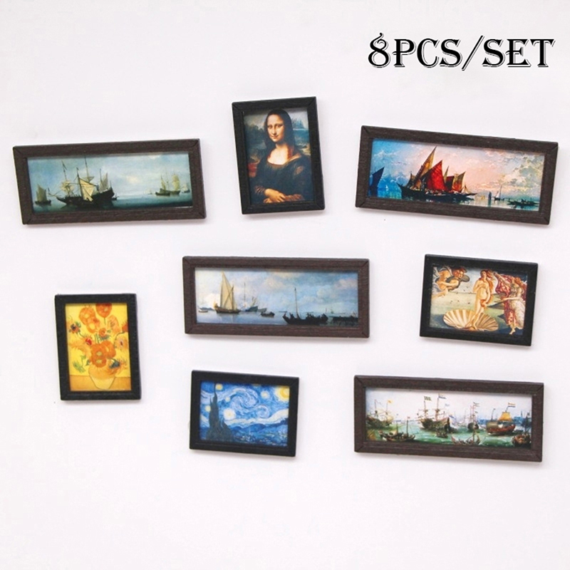 8Pcs/Set 1:12 Dollhouse Miniat - Resin Art On Wall review and price
