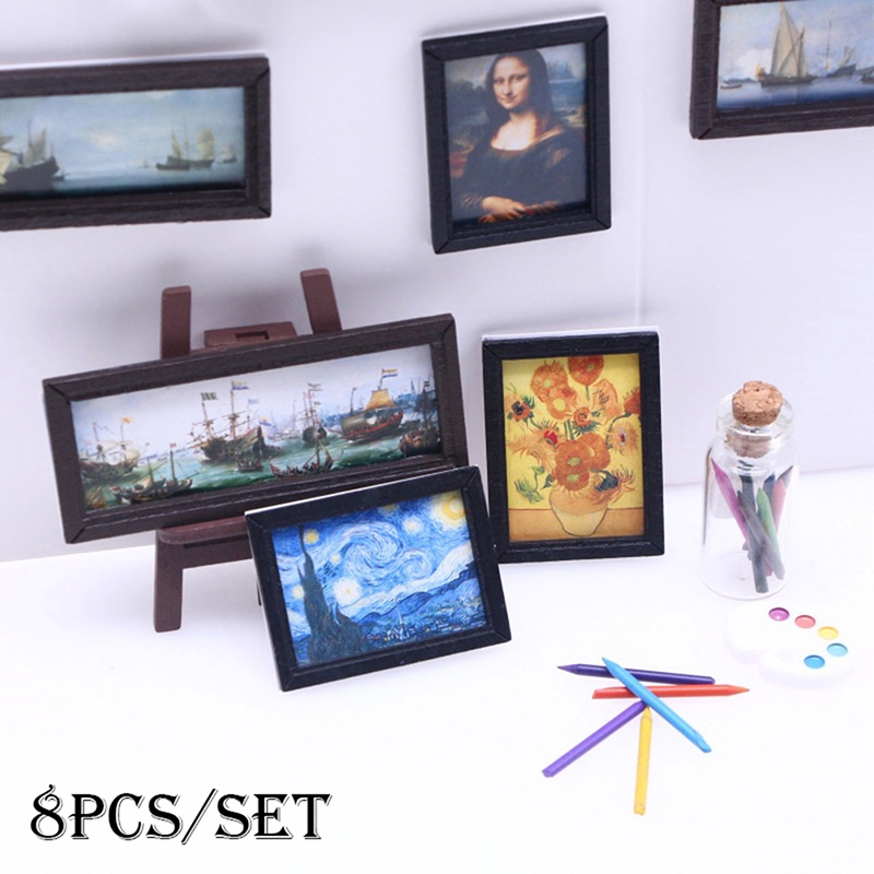 8Pcs/Set 1:12 Dollhouse Miniat - Resin Art On Wall review and price