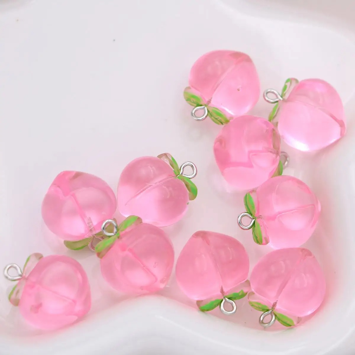 10Pcs Mini 3D Pink Peach Fruit - Resin Art Bracelet review and price