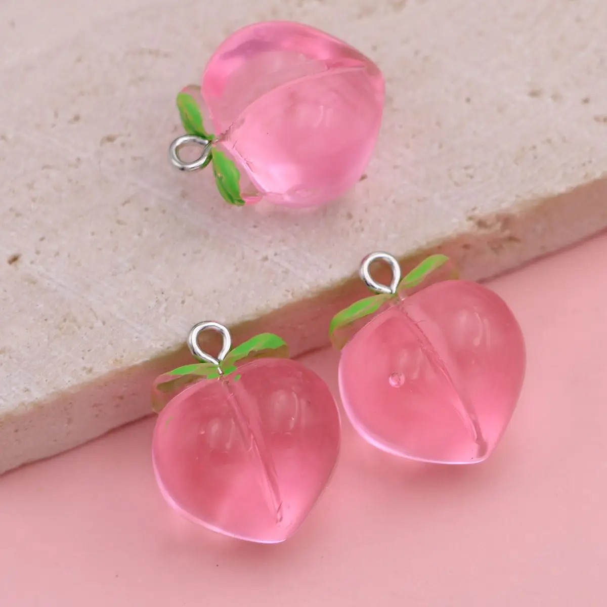 10Pcs Mini 3D Pink Peach Fruit - Resin Art Bracelet review and price