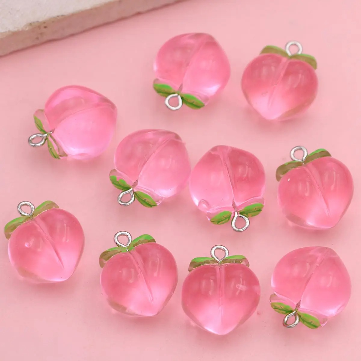 10Pcs Mini 3D Pink Peach Fruit - Resin Art Bracelet review and price
